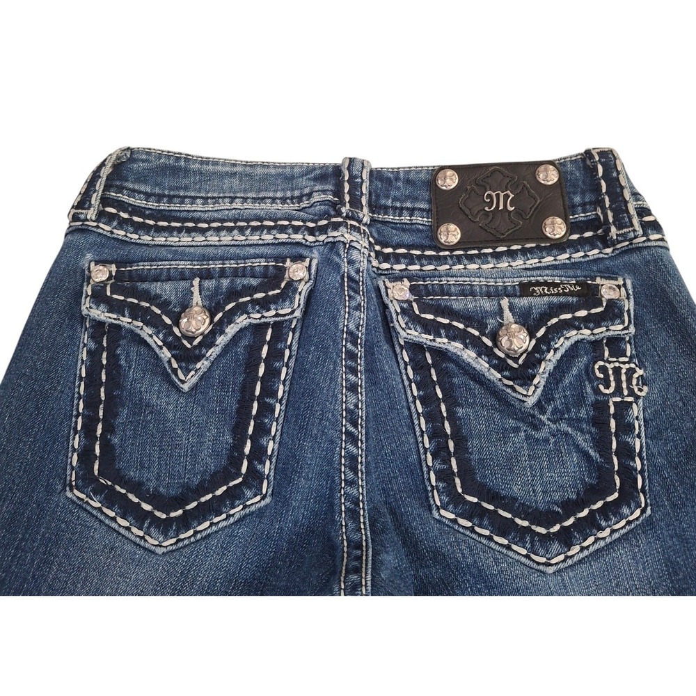 Miss Me Skinny Jeans Womens 27x29 Medium Wash Embellished Flap Pocket Stretch